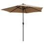 Sombrilla con luces LED y palo de aluminio gris taupe 270 cm de vidaXL, Sombrillas - Ref: Foro24-47355, Precio: 90,37 €, Desc...