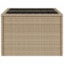 Mesa de jardín superficie de vidrio ratán PE beige 55x55x37 cm en Mesas de jardín | Comprar online en Foru.es