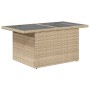 Mesa de jardín superficie de vidrio ratán PE beige 100x55x73 cm en Mesas de jardín | Comprar online en Foru.es