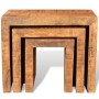 Set de 3 mesitas apilables de madera maciza de mango de vidaXL, Mesas auxiliares - Ref: Foro24-241130, Precio: 134,14 €, Desc...