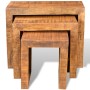 Set de 3 mesitas apilables de madera maciza de mango de vidaXL, Mesas auxiliares - Ref: Foro24-241130, Precio: 134,14 €, Desc...