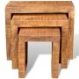 Set de 3 mesitas apilables de madera maciza de mango by vidaXL, Side tables - Ref: Foro24-241130, Price: 131,96 €, Discount: %