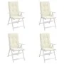 Cojín silla de jardín respaldo alto 4 uds tela crema 120x50x3cm de vidaXL, Cojines para sillas y sofás - Ref: Foro24-43182, P...