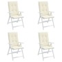 Cojín silla de jardín respaldo alto 4 uds tela crema 120x50x3cm de vidaXL, Cojines para sillas y sofás - Ref: Foro24-43182, P...