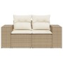 Sofá de jardín con cojines de 2 plazas ratán sintético beige en Sofás de exterior | Comprar online en Foru.es