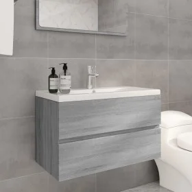 Mueble de baño con lavabo madera contrachapada gris Sonoma de vidaXL, Tocadores de baño - Ref: Foro24-3120343, Precio: 193,85...