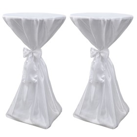 2 manteles blancos de 80 cm con lazo de vidaXL, Fundas - Ref: Foro24-241189, Precio: 33,28 €, Descuento: %