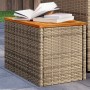Mesas auxiliares de jardín 2 uds ratán madera beige 55x34x37cm en Mesas de jardín | Comprar online en Foru.es