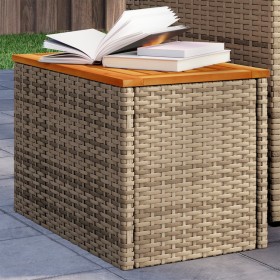 Mesas auxiliares de jardín 2 uds ratán madera beige 55x34x37cm en Mesas de jardín | Comprar online en Foru.es