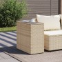 Mesa auxiliar jardín tapa vidrio ratán PE beige 58x27,5x55 cm en Mesas de jardín | Comprar online en Foru.es