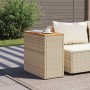 Mesa auxiliar jardín tapa madera ratán PE beige 58x27,5x55 cm en Mesas de jardín | Comprar online en Foru.es