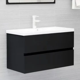 Black engineered wood cabinet with sink by vidaXL, bathroom vanities - Ref: Foro24-3071550, Price: 196,33 €, Discount: %