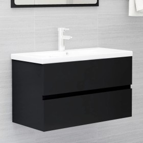 Mueble con lavabo madera de ingeniería negro de vidaXL, Tocadores de baño - Ref: Foro24-3071550, Precio: 200,32 €, Descuento: %