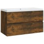 Mueble de baño con lavabo madera contrachapada roble ahumado de vidaXL, Tocadores de baño - Ref: Foro24-3120342, Precio: 206,...