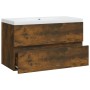 Mueble de baño con lavabo madera contrachapada roble ahumado de vidaXL, Tocadores de baño - Ref: Foro24-3120342, Precio: 206,...