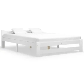 Solid white pine wood bed frame 140x200 cm by vidaXL, Beds and slatted bases - Ref: Foro24-322001, Price: 147,55 €, Discount: %