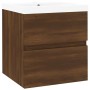 Mueble de baño con lavabo madera contrachapada marrón roble de vidaXL, Tocadores de baño - Ref: Foro24-3152860, Precio: 127,9...