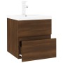 Mueble de baño con lavabo madera contrachapada marrón roble de vidaXL, Tocadores de baño - Ref: Foro24-3152860, Precio: 127,9...