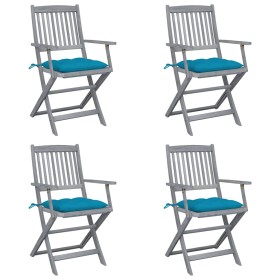 Sillas de jardín plegables 4 uds cojines madera maciza acacia en Sillas de jardín | Comprar online en Foru.es