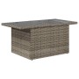 Mesa de jardín superficie de vidrio ratán PE gris 100x55x73 cm en Mesas de jardín | Comprar online en Foru.es