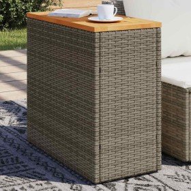 Mesa auxiliar jardín tapa madera ratán PE gris 58x27,5x55 cm en Mesas de jardín | Comprar online en Foru.es