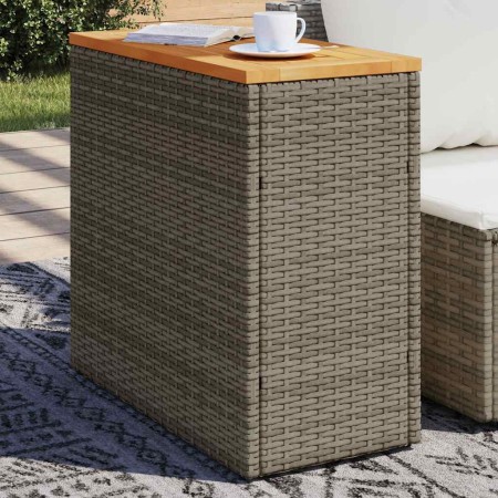 Mesa auxiliar jardín tapa madera ratán PE gris 58x27,5x55 cm en Mesas de jardín | Comprar online en Foru.es