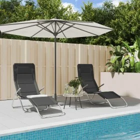 Folding lounger 2 pcs textilene steel with black coating by vidaXL, Loungers - Ref: Foro24-312475, Price: 157,22 €, Discount: %