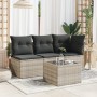 Mesa jardín superficie vidrio ratán PE gris claro 55x55x37 cm en Mesas de jardín | Comprar online en Foru.es