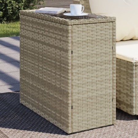 Mesa auxiliar jardín tapa vidrio ratán gris claro 58x27,5x55 cm en Mesas de jardín | Comprar online en Foru.es