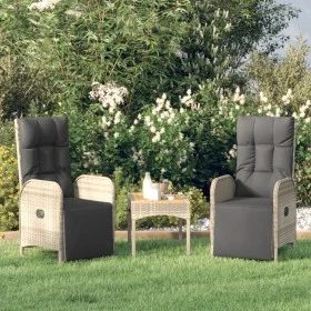 Sillas reclinables jardín 2 uds con mesa ratán sintético gris de vidaXL, Sillas de jardín - Ref: Foro24-319909, Precio: 282,5...