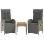 Sillas reclinables jardín 2 uds con mesa ratán sintético gris de vidaXL, Sillas de jardín - Ref: Foro24-319909, Precio: 282,5...