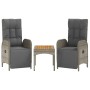 Sillas reclinables jardín 2 uds con mesa ratán sintético gris de vidaXL, Sillas de jardín - Ref: Foro24-319909, Precio: 275,9...