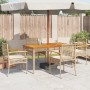 Sillas de jardín con cojín 4 uds ratán PE beige y madera acacia en Sillas de jardín | Comprar online en Foru.es