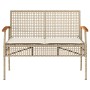 Banco de jardín con cojín ratán sintético beige y madera acacia en Bancos de jardín | Comprar online en Foru.es