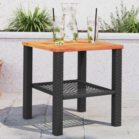 Mesa de jardín ratán sintético madera acacia negro 40x40x42 cm en Mesas de jardín | Comprar online en Foru.es