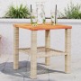 Mesa de jardín ratán sintético madera acacia beige 40x40x42 cm en Mesas de jardín | Comprar online en Foru.es