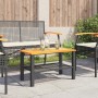 Mesa de jardín ratán sintético madera acacia negro 70x38x42 cm en Mesas de jardín | Comprar online en Foru.es