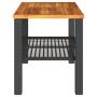 Mesa de jardín ratán sintético madera acacia negro 70x38x42 cm en Mesas de jardín | Comprar online en Foru.es