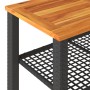 Mesa de jardín ratán sintético madera acacia negro 70x38x42 cm en Mesas de jardín | Comprar online en Foru.es