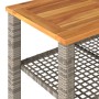 Mesa de jardín ratán sintético madera acacia gris 70x38x42 cm en Mesas de jardín | Comprar online en Foru.es