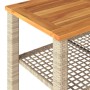 Mesa de jardín ratán sintético madera acacia beige 70x38x42 cm en Mesas de jardín | Comprar online en Foru.es