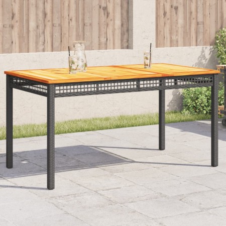 Mesa de jardín ratán sintético madera acacia negro 140x80x75 cm en Mesas de jardín | Comprar online en Foru.es