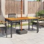 Mesa de jardín ratán sintético madera acacia negro 140x80x75 cm en Mesas de jardín | Comprar online en Foru.es
