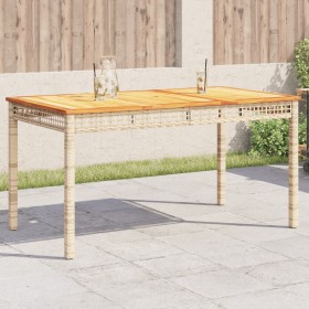 Mesa de jardín ratán sintético madera acacia beige 140x80x75 cm en Mesas de jardín | Comprar online en Foru.es
