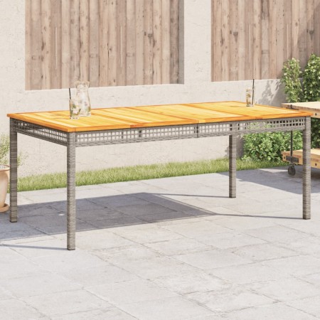 Mesa de jardín ratán sintético madera acacia gris 180x90x75 cm en Mesas de jardín | Comprar online en Foru.es