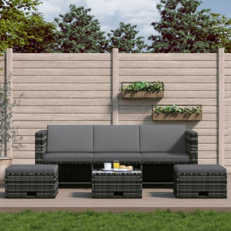 Set de muebles de jardín 4 pzas y cojines ratán sintético gris de vidaXL, Conjuntos de jardín - Ref: Foro24-48145, Precio: 47...