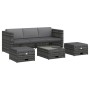 Set de muebles de jardín 4 pzas y cojines ratán sintético gris de vidaXL, Conjuntos de jardín - Ref: Foro24-48145, Precio: 47...