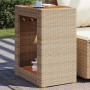 Mesa auxiliar jardín tapa madera ratán PE beige 60x40x75 cm en Mesas de jardín | Comprar online en Foru.es