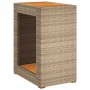 Mesa auxiliar jardín tapa madera ratán PE beige 60x40x75 cm en Mesas de jardín | Comprar online en Foru.es
