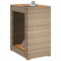 Mesa auxiliar jardín tapa madera ratán PE beige 60x40x75 cm en Mesas de jardín | Comprar online en Foru.es